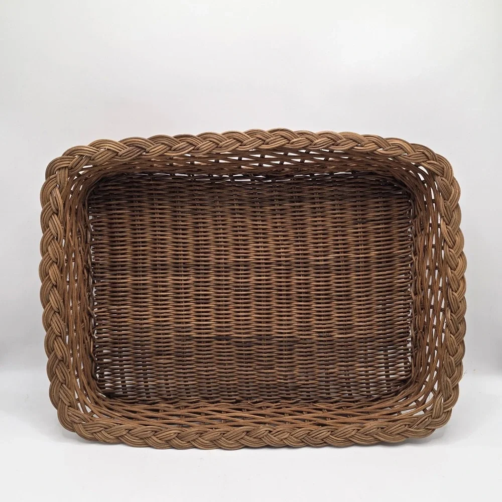 Wicker Coffee Table‎ Basket 15x11 Rectangular Woven Rattan Ottoman Basket Decor